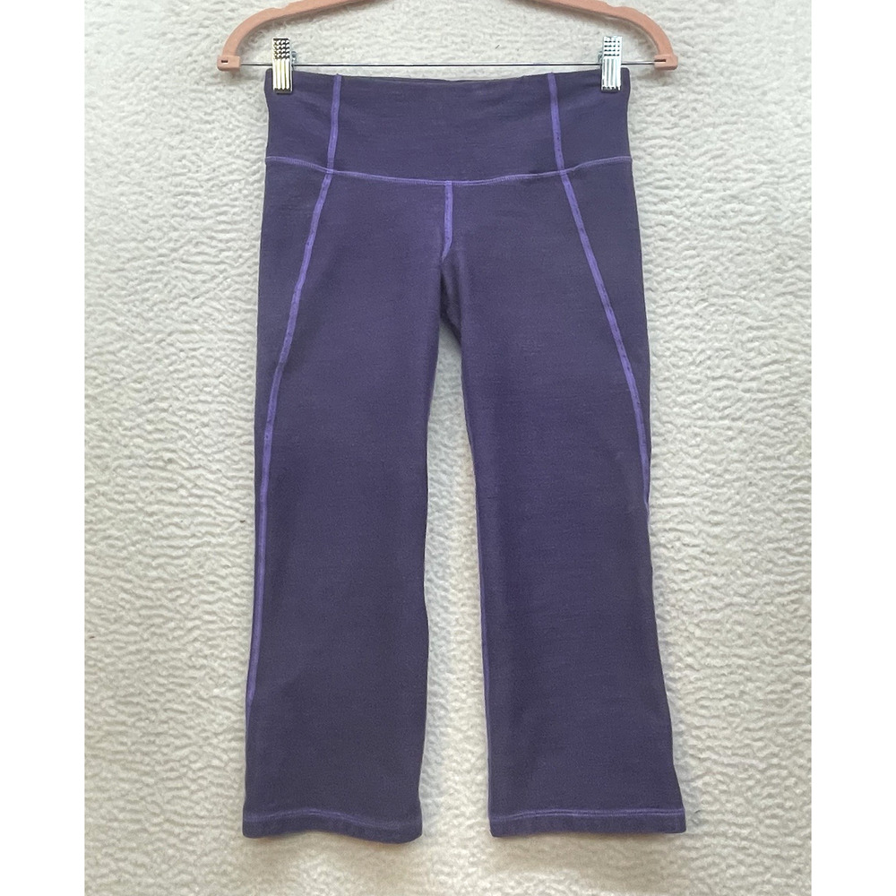 Lululemon Leggings Womens 4 Purple Groove Crop Split Leg Low Rise Workout Gym